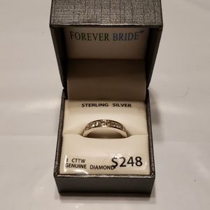 New Sterling Silver 1 Carat Diamond Wedding Band